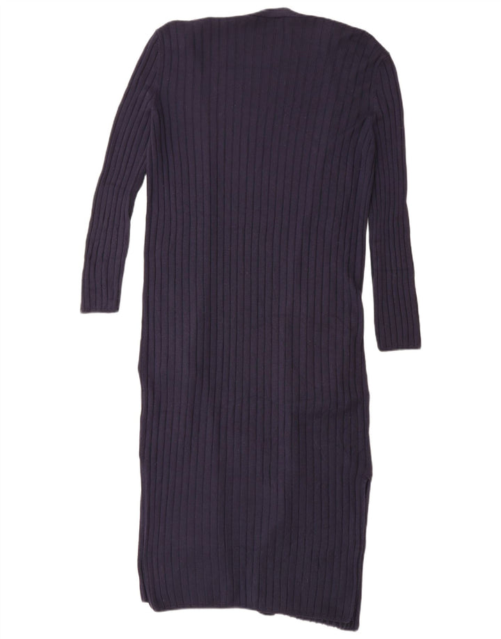 Marks & Spencer Womens Longline Cardigan Sweater UK 10 Small Navy Blue