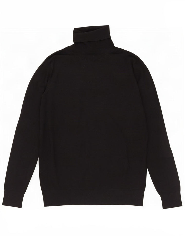 Massimo Dutti Damen-Pullover mit Rollkragen, Gr. 14, Größe L, schwarze Seide