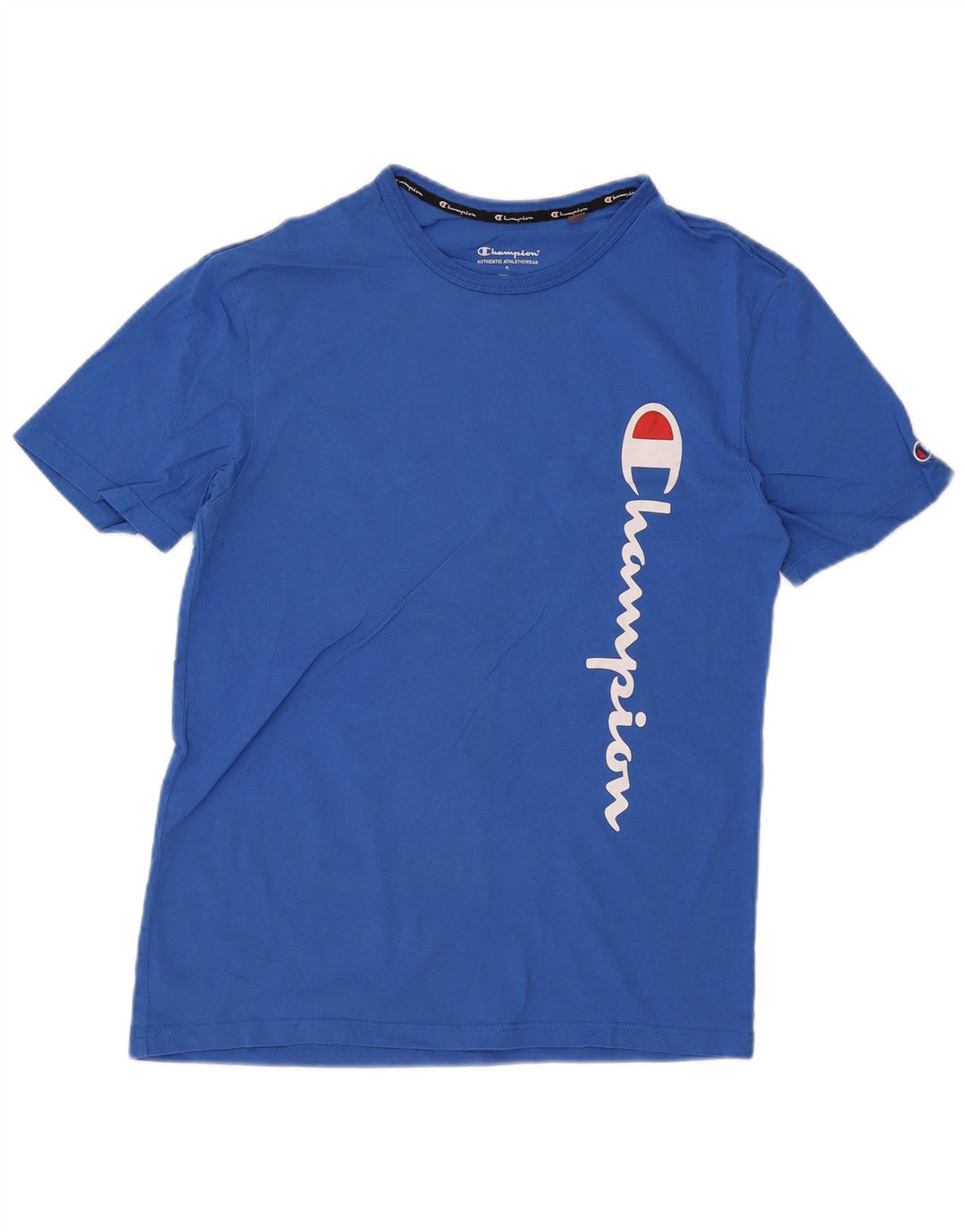 Champion Mens Graphic T-Shirt Top Small Blue Cotton