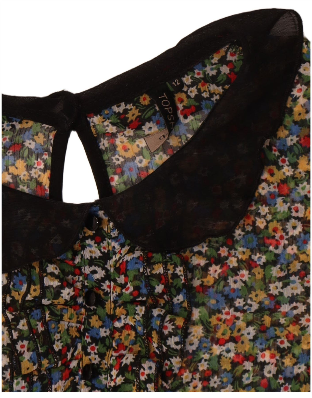 Topshop Womens See Through Blouse Top UK 12 Medium Multicoloured Floral