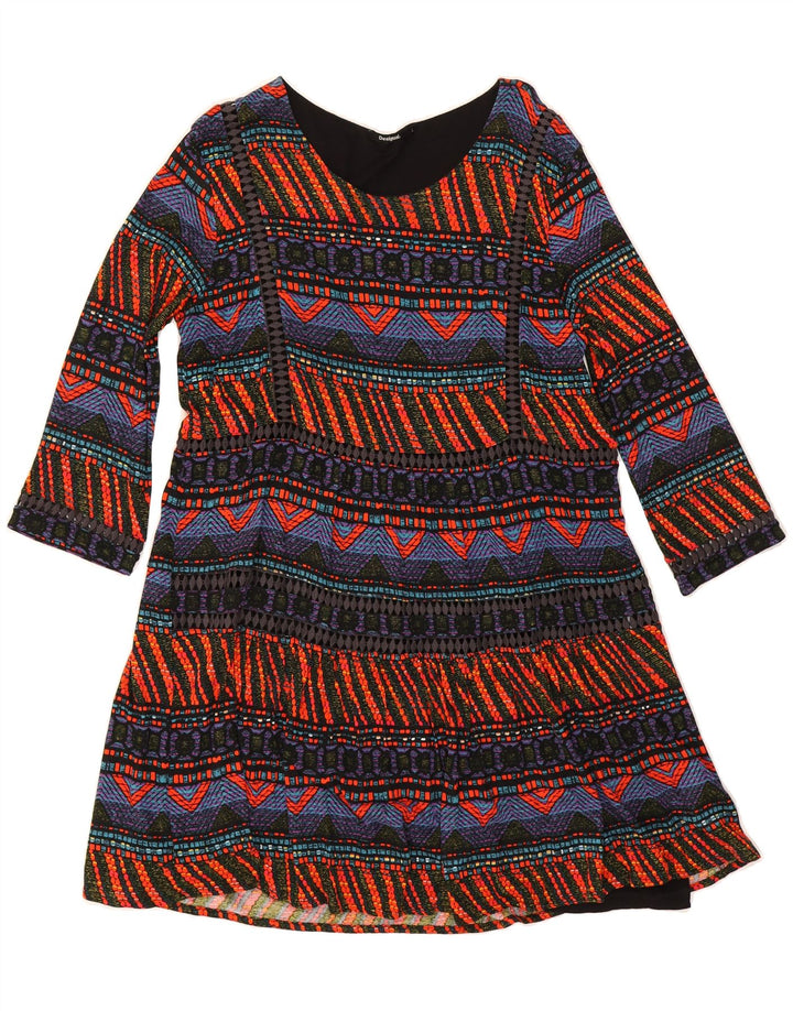DESIGUAL Womens A-Line Dress UK 14 Large Multicoloured Geometric Vintage Desigual and Second-Hand Desigual from Messina Hembry 