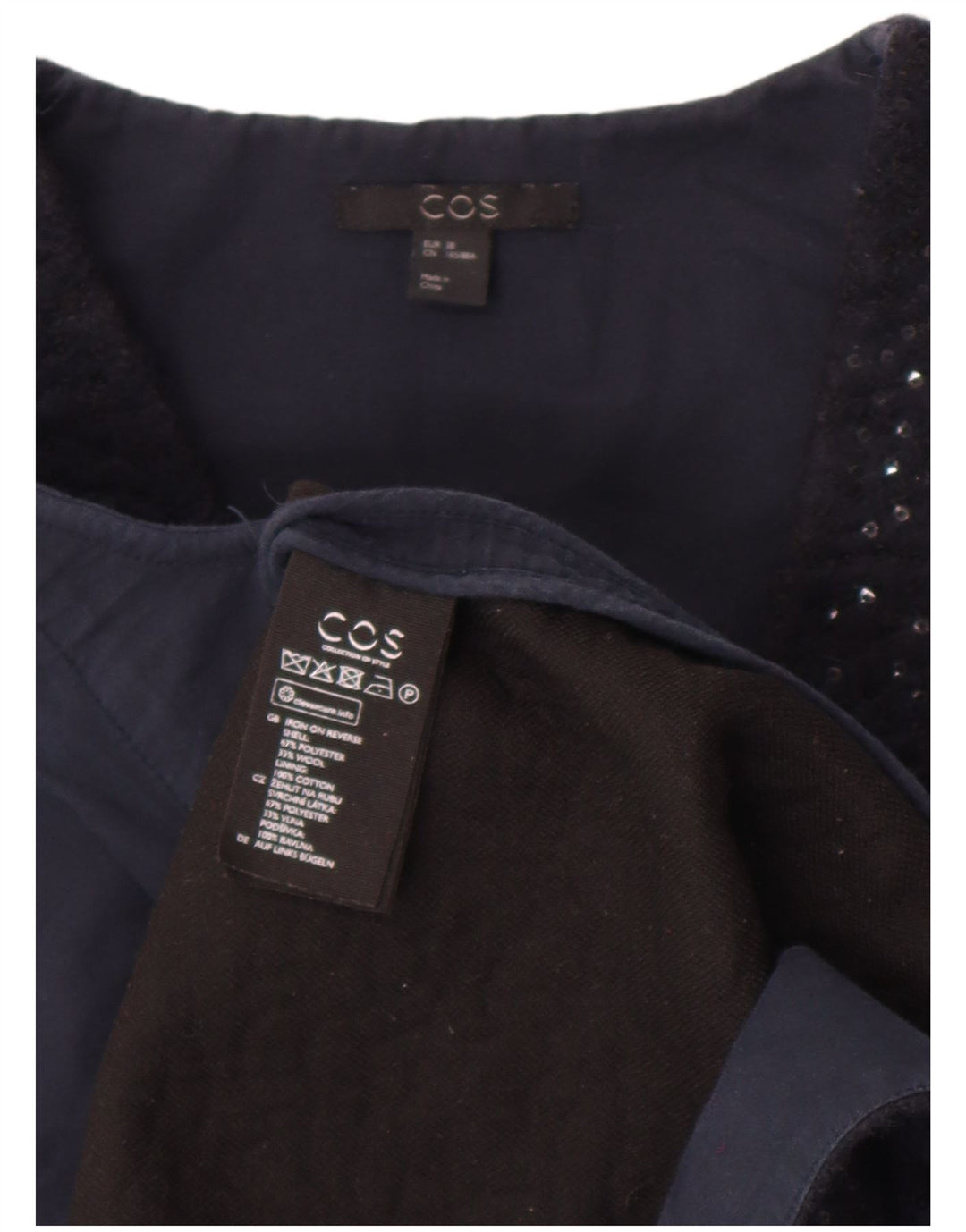 Cos Γυναικείο Αμάνικο φόρεμα με παγιέτες Shift EU 38 Medium Navy Blue Polyester