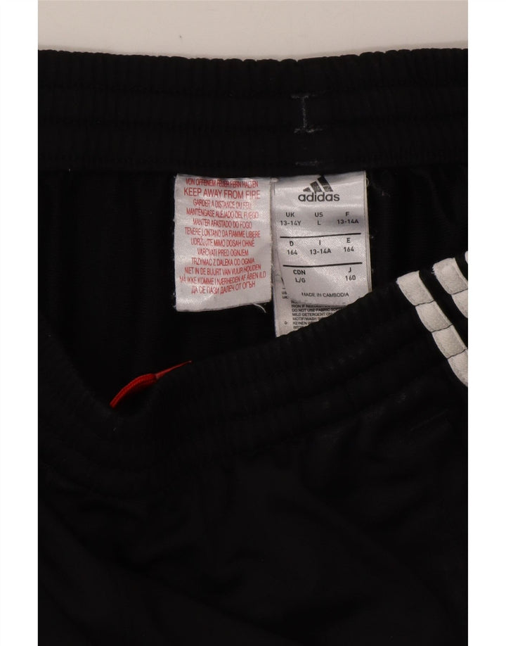 ADIDAS Boys Tracksuit Trousers Joggers 13-14 Years  Black Polyester