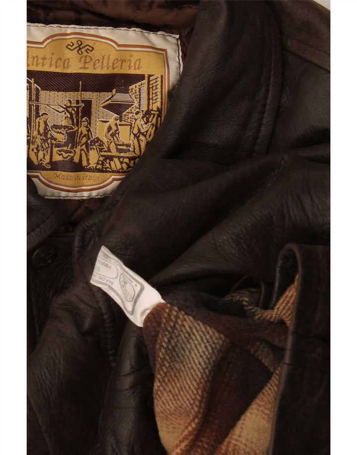 Jaqueta de couro masculina vintage UK 42 XL marrom
