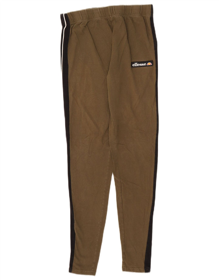 Ellesse Womens Leggings UK 12 Medium Khaki Colourblock Cotton