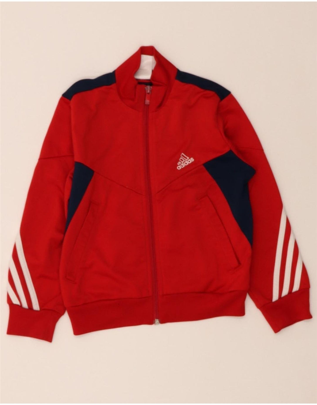 ADIDAS Boys Graphic Tracksuit Top Jacket 5-6 Years Red Colourblock Vintage Adidas and Second-Hand Adidas from Messina Hembry 
