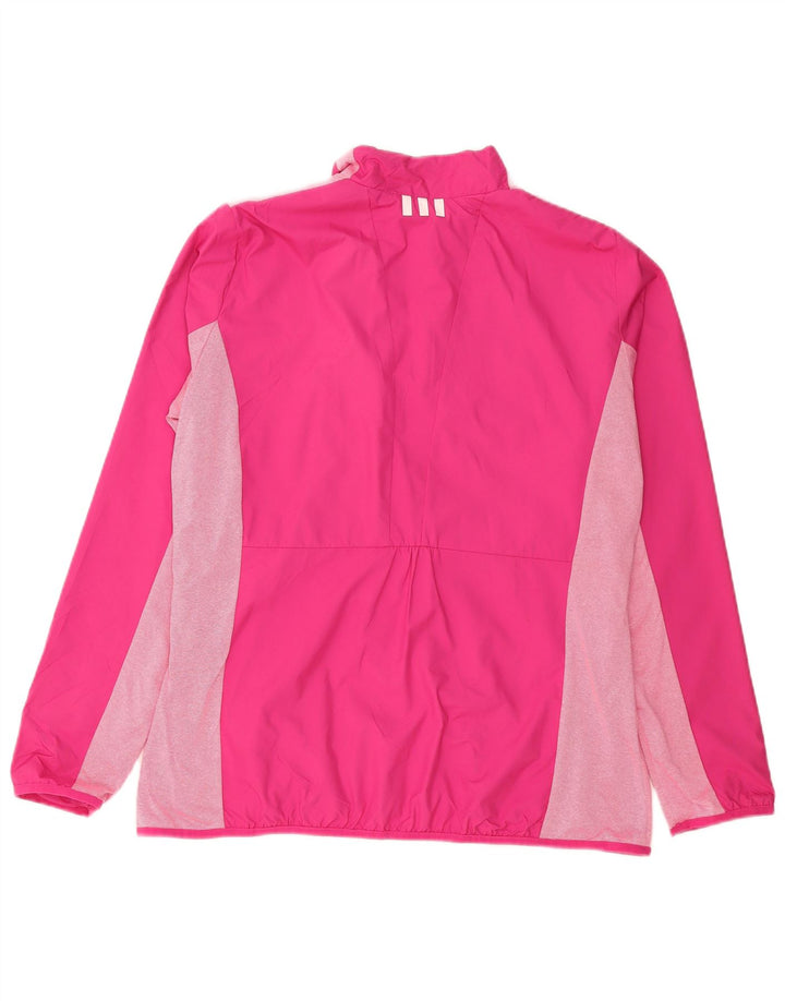 ADIDAS Womens Tracksuit Top Jacket UK 18 XL Pink Colourblock Polyester
