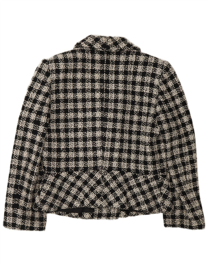 Vintage Womens Double Breasted Blazer Jacket UK 12 Medium Black Check