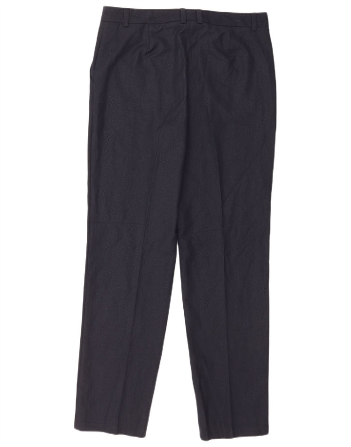 Marks & Spencer Pantalon de costume pour femme UK 12 Medium W32 L32 Bleu marine à carreaux