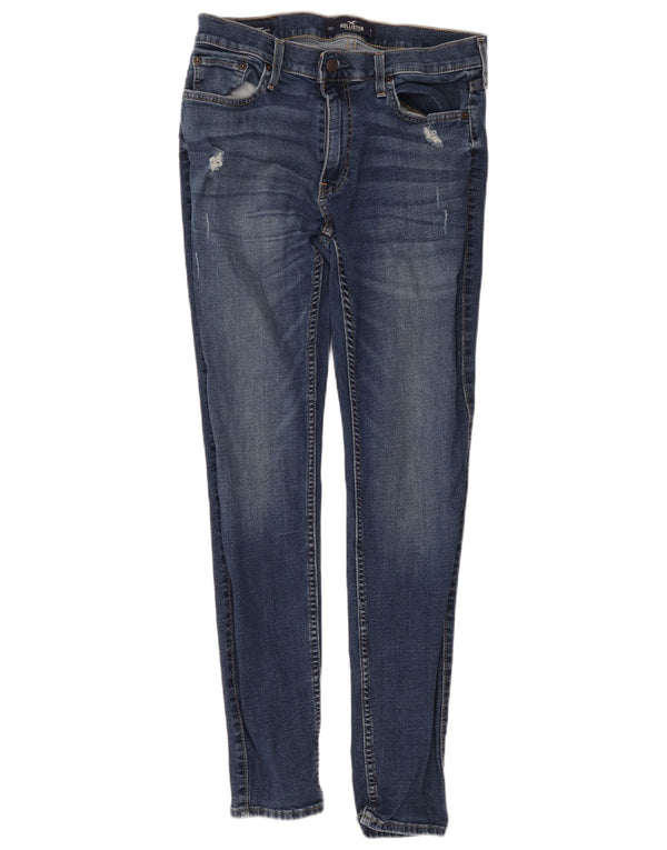 Hollister Damen Stretch Distressed Super Skinny Jeans W34 L34 Blaue Baumwolle