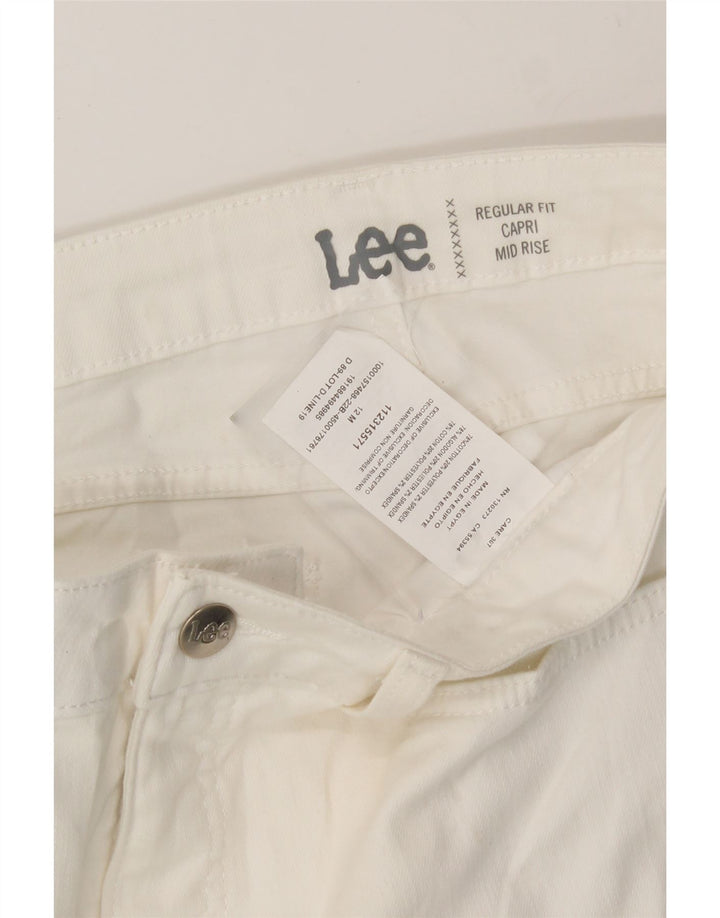 LEE Womens Mid Rise Regular Fit Capri Jeans US 12 Large W32 L21 White Vintage Lee and Second-Hand Lee from Messina Hembry 