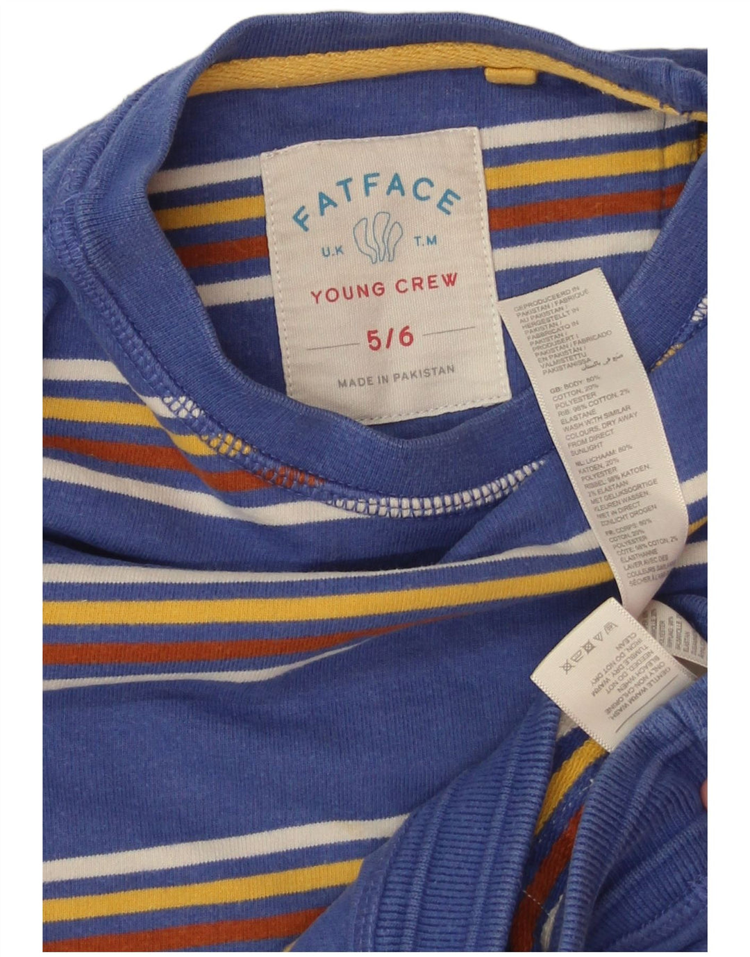 Fat Face Boys Sweatshirt Jumper 5-6 Years Blue Striped Cotton