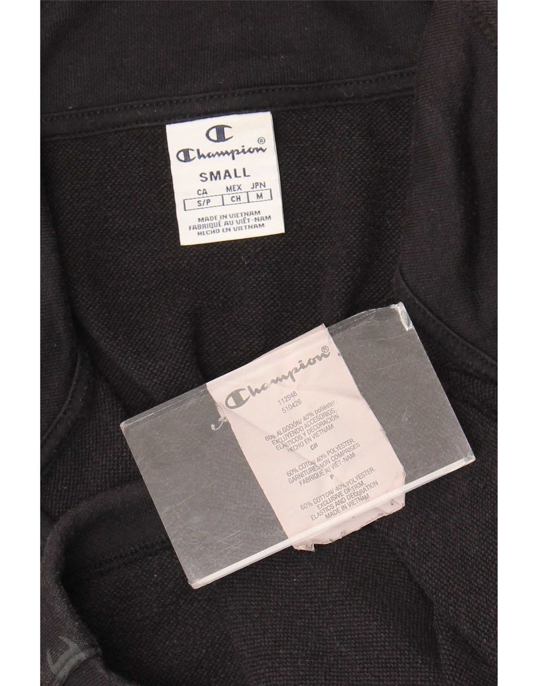 Champion Womens Graphic Tracksuit Top Jacket UK 10 Small Black Cotton