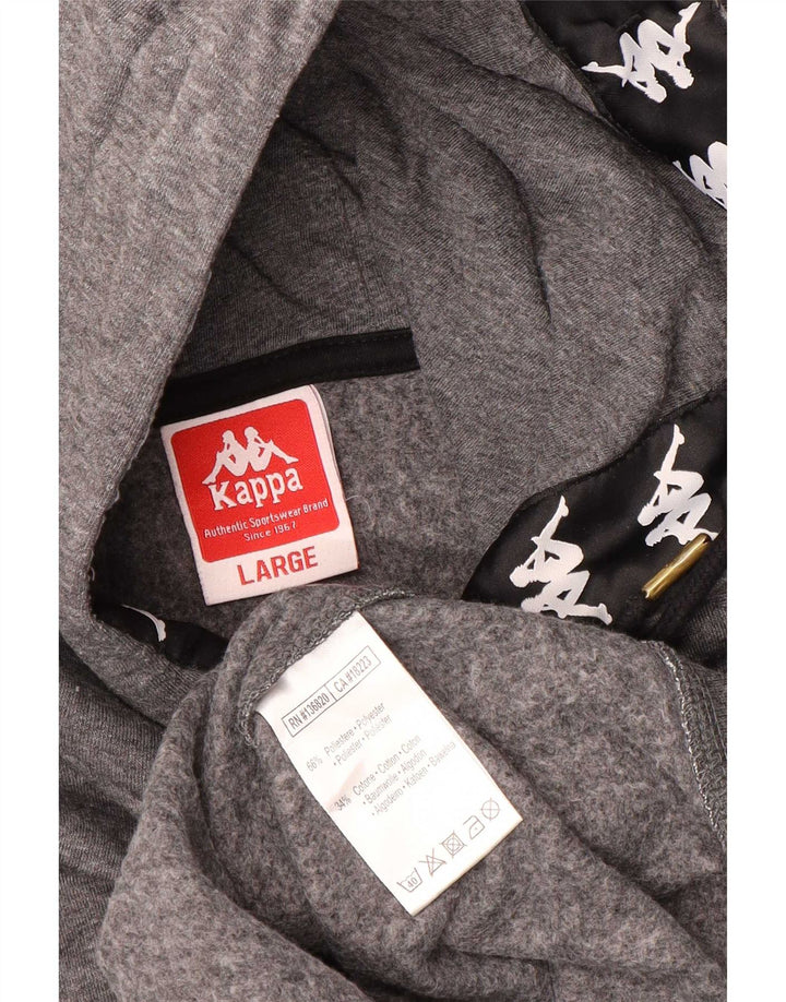 Kappa Mens Graphic Hoodie Jumper Large Grey Polyester