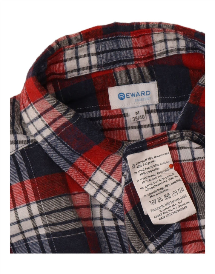 REWARD Mens Flannel Shirt UK 39/40 Medium Red Check Cotton