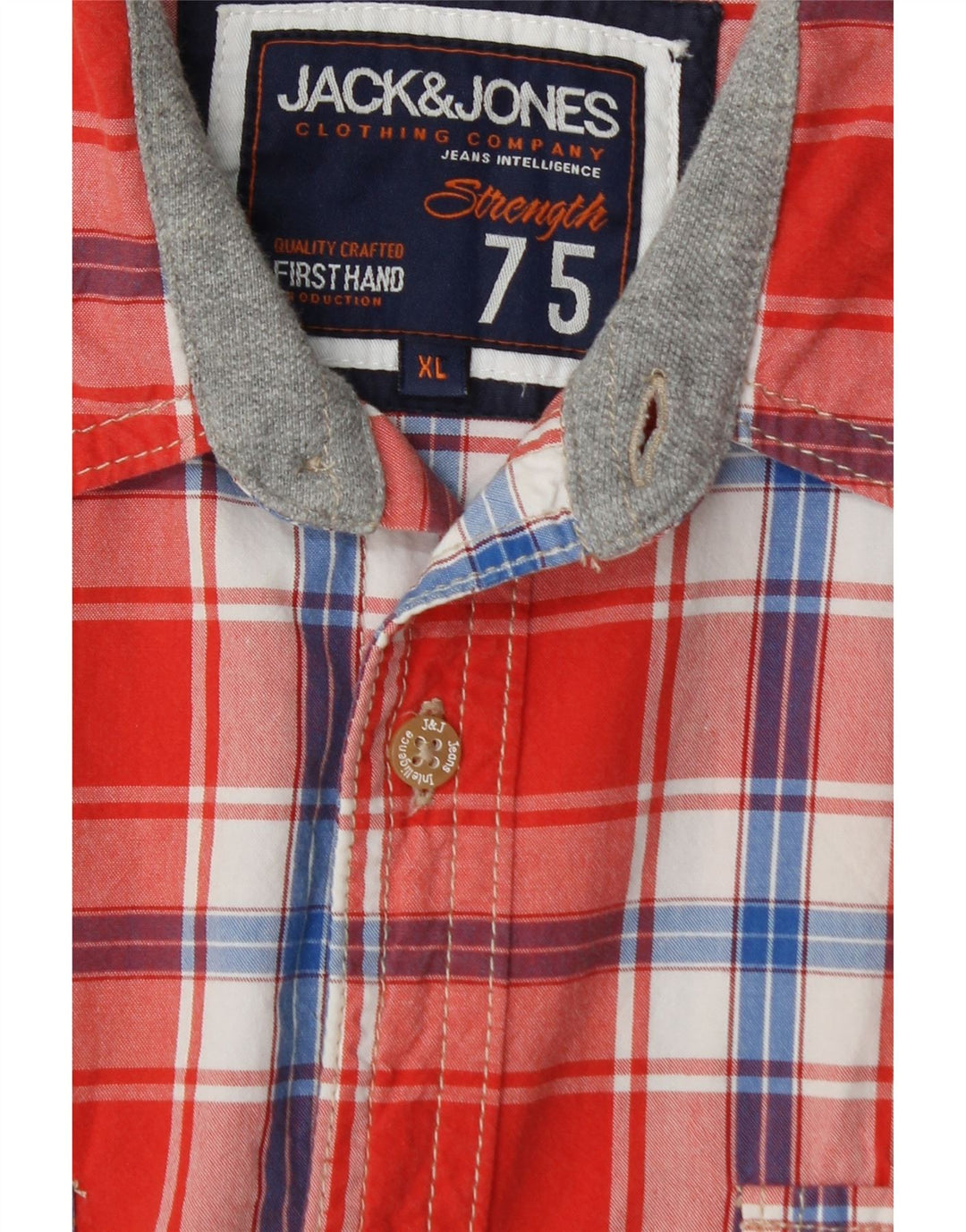 JACK & JONES Mens Shirt XL Red Check Vintage Jack & Jones and Second-Hand Jack & Jones from Messina Hembry 