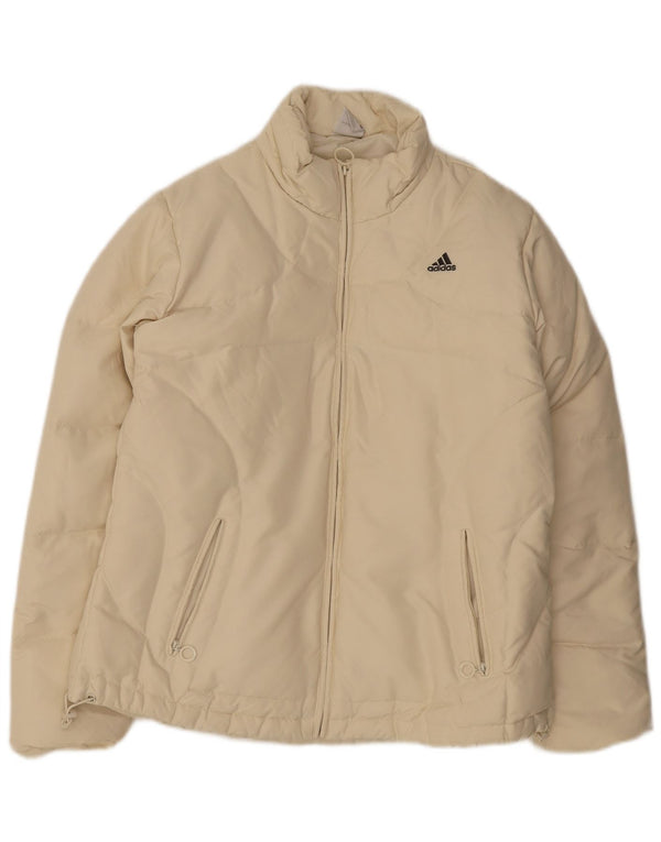 Adidas Dame Polstret Jakke UK 16 Large Off White Polyester