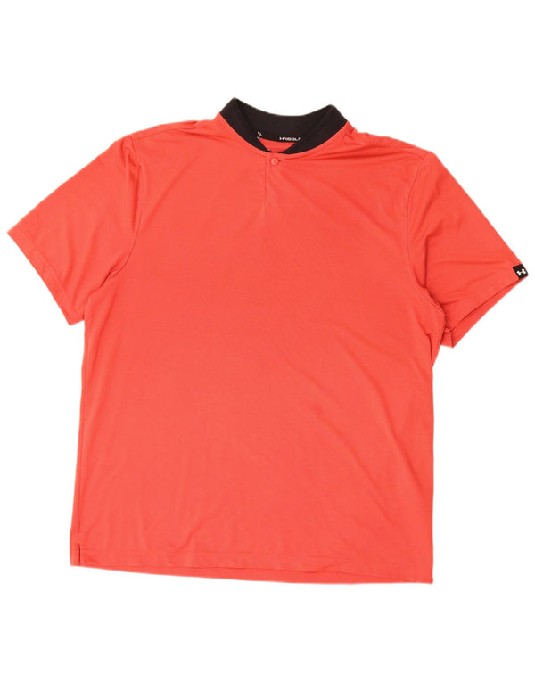 Under Armour Mens Polo Shirt Large Red Colourblock Polyester