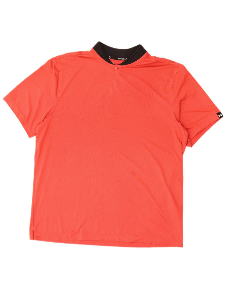 Under Armour Mens Polo Shirt Large Red Colourblock Polyester