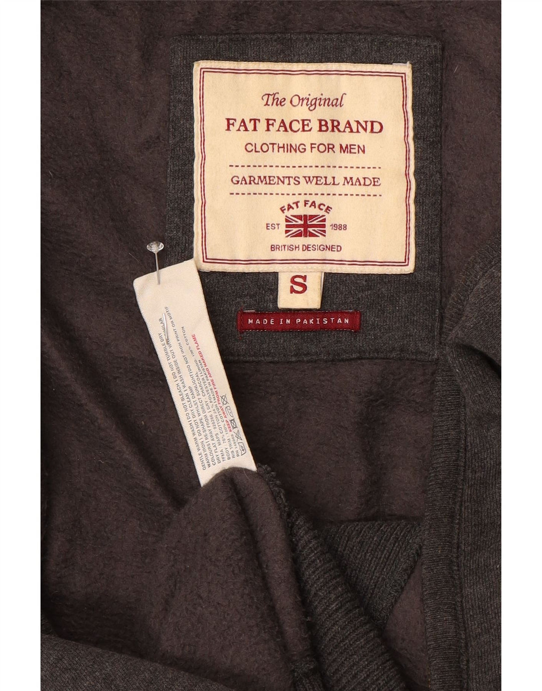Fat Face Mens Zip Hoodie Sweater Small Grey Cotton