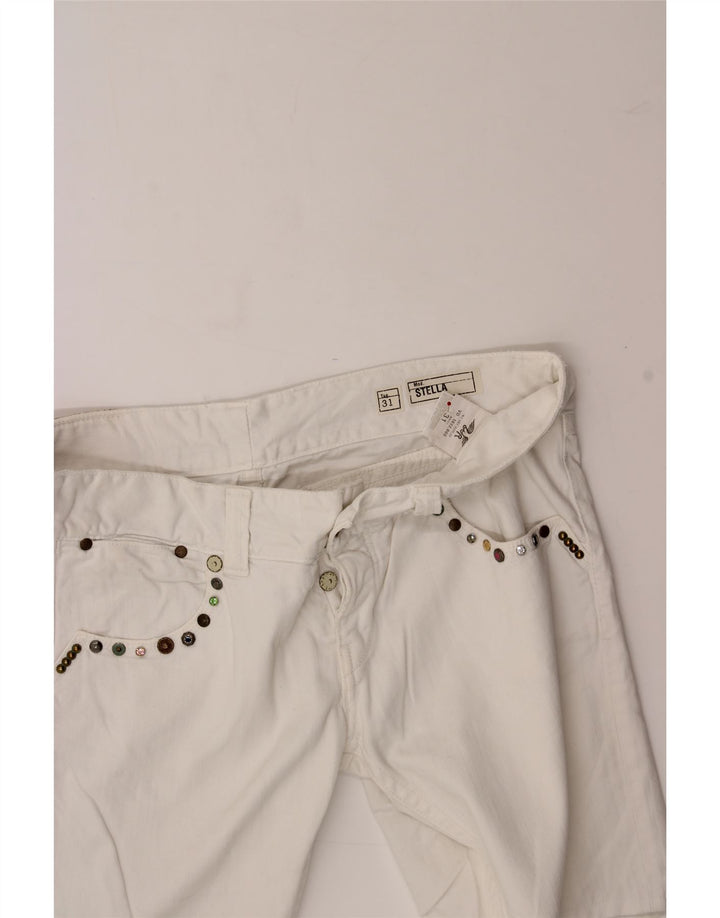 VINTAGE Womens Stella Denim Shorts W£1 Medium White Cotton Vintage Vintage and Second-Hand Vintage from Messina Hembry 