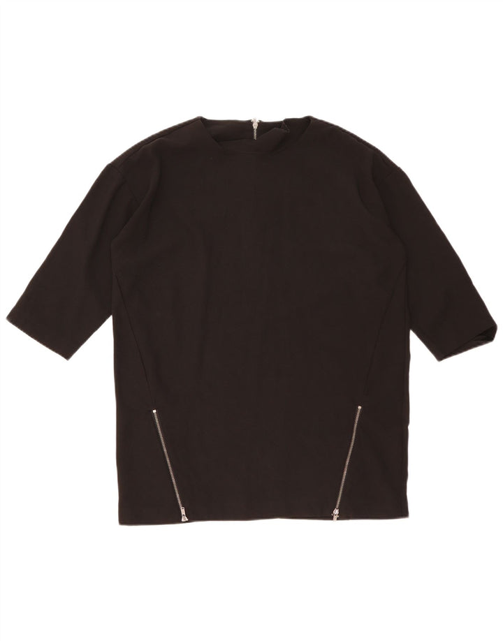 Oasis Womens 3/4 Sleeve Oversized Blouse Top UK 10 Small Black Polyester