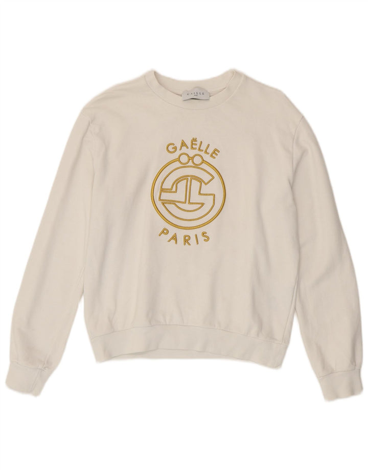 Gaelle Dame Grafisk Oversized Sweatshirt Jumper UK 10 Small White Bomuld