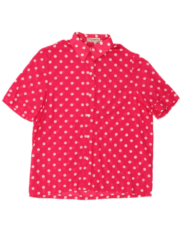 Guarnera kortærmet skjorte til kvinder UK 16 Large Pink Polka Dot Cotton