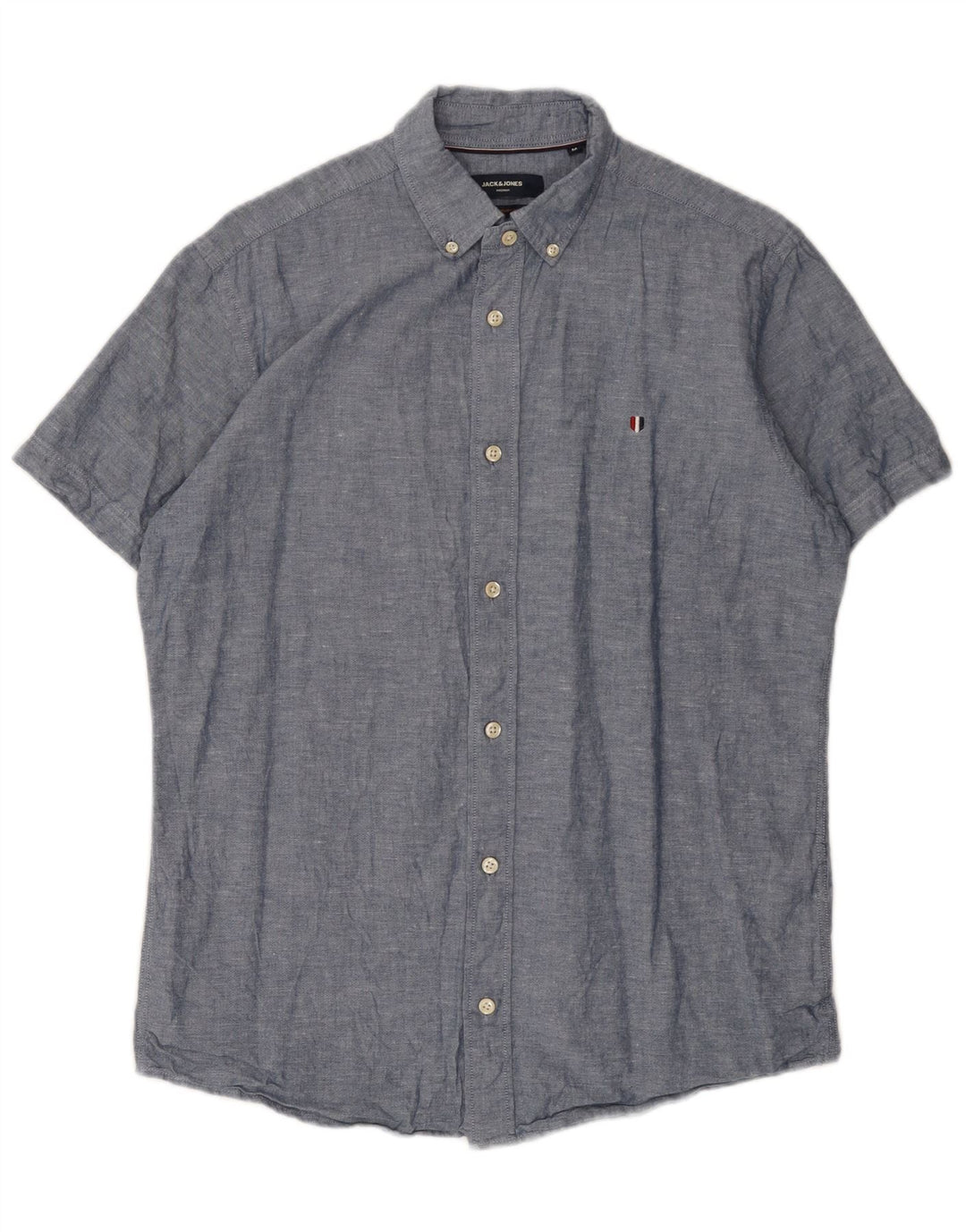 Jack & Jones Herren-Kurzarmhemd aus mittelblauer Baumwolle