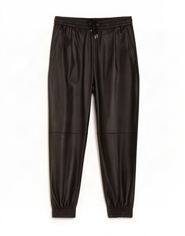Zara Γυναικείο παντελόνι Joggers Faux Leather Medium W28 L26 Μαύρο Πολυεστέρας