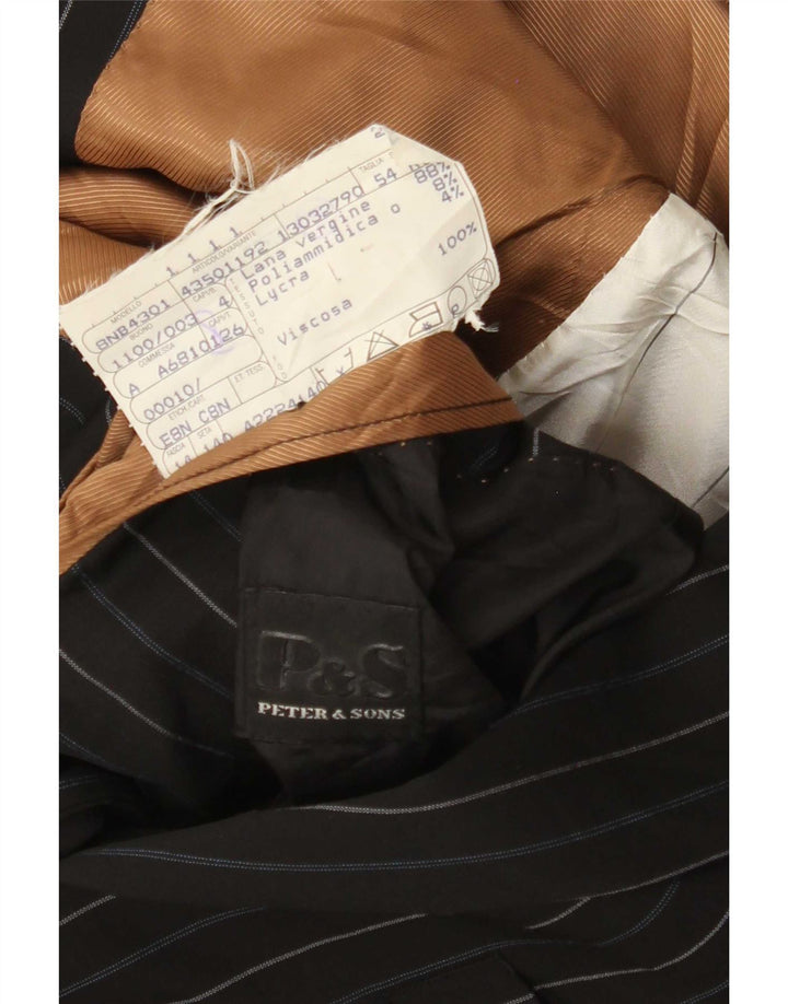 Jaqueta blazer masculina de 3 botões Peter & Sons IT 54 2XL lã listrada preta