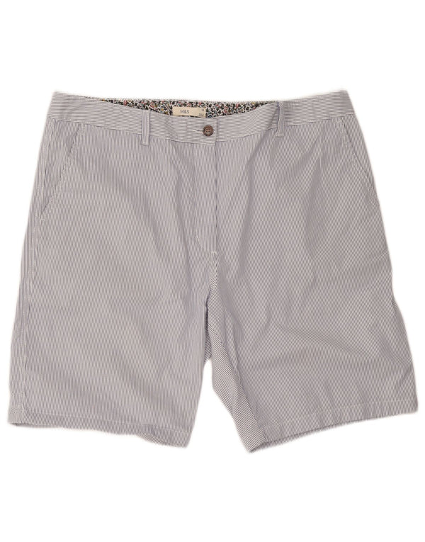 Marks & Spencer Chino-shorts til kvinder UK 18 XL W40 Blå nålestribet bomuld