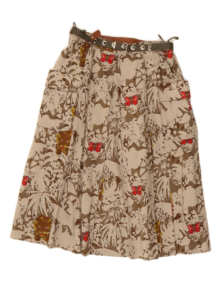 BARDEHLE Womens Flared Skirt IT 42 Medium W30 Beige Floral Cotton Vintage Bardehle and Second-Hand Bardehle from Messina Hembry 