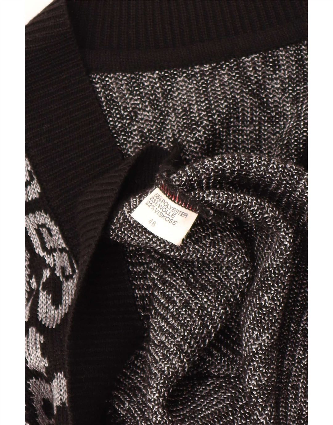 Vintage Womens Vest Tank Top EU 46 XL Black Fair Isle Polyester