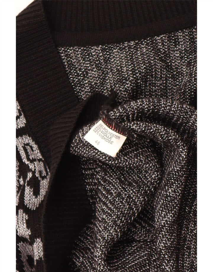 Vintage Womens Vest Tank Top EU 46 XL Black Fair Isle Polyester