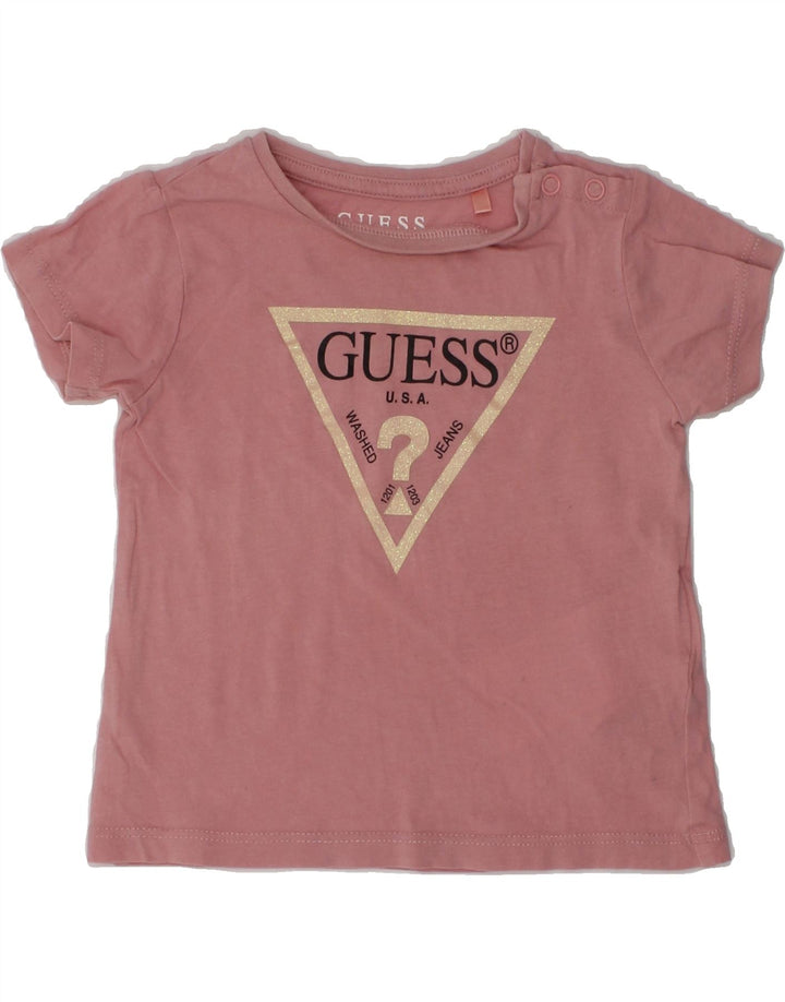 GUESS Baby Girls Graphic T-Shirt Top 9-12 Months Pink | Vintage Guess | Thrift | Second-Hand Guess | Used Clothing | Messina Hembry 