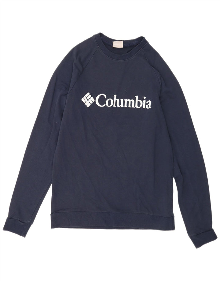 Columbia Mens Graphic Sweatshirt Jumper Large Navy Blue Cotton
