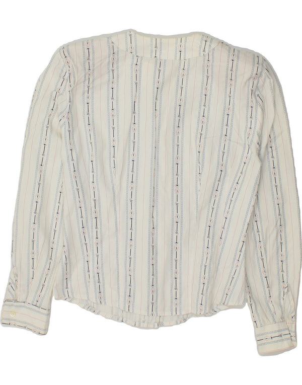 Bluză cămașă pentru femei VINTAGE UK 12 Bumbac cu dungi albe medii