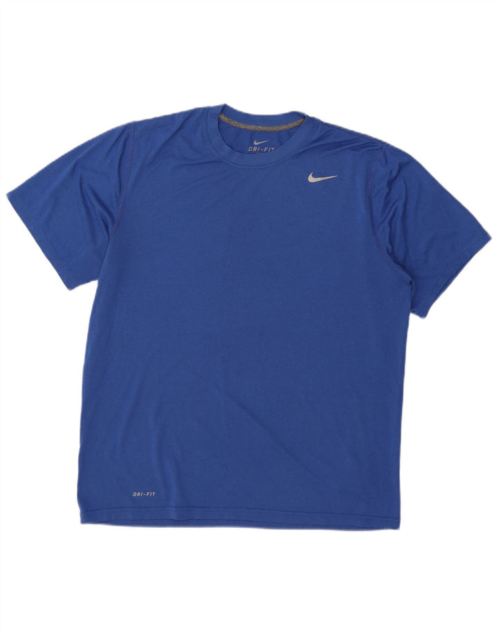 Nike Mens Dri Fit T-Shirt Top UK 42/44 Large Blue Polyester