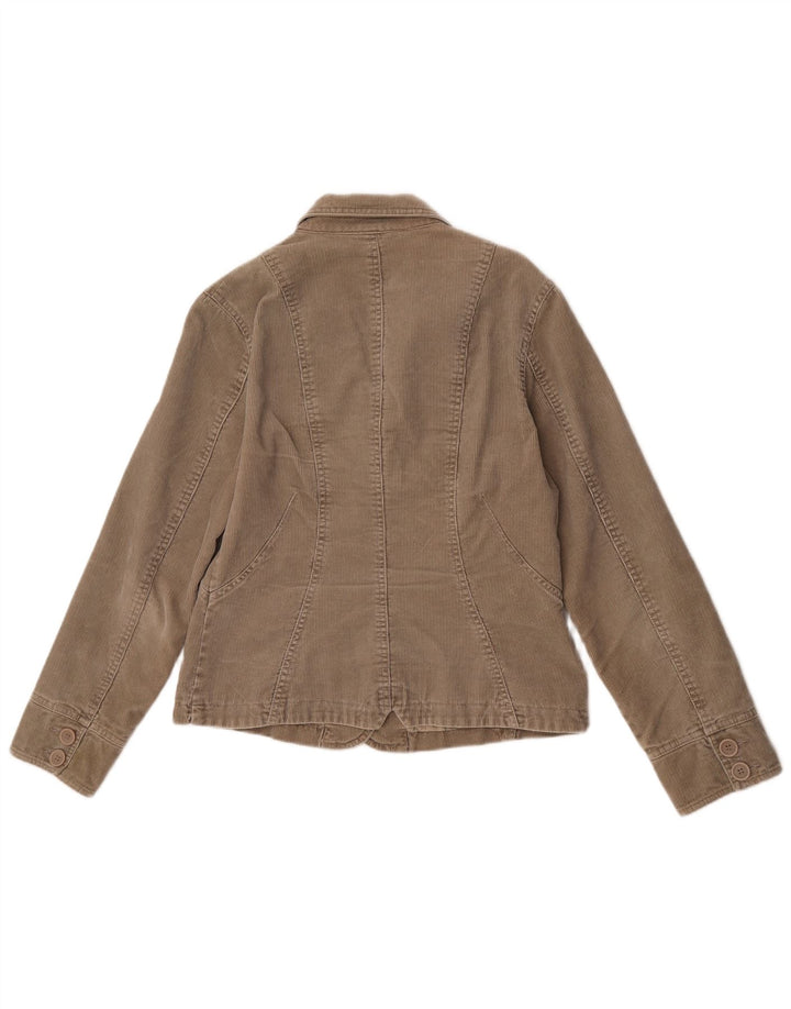 Monsoon Dame 2-knaps Corduroy Blazer Jacket UK 12 Medium Beige Bomuld