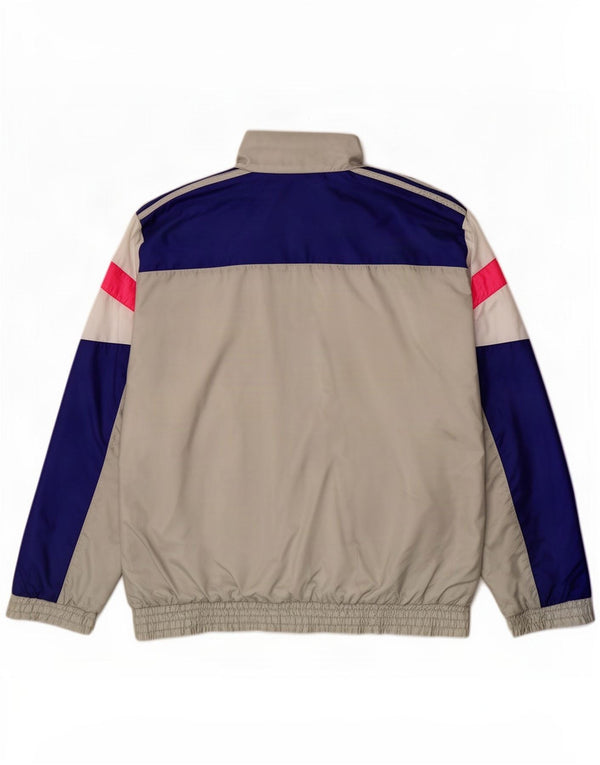 Giacca da tuta da uomo Adidas UK 38/40 Poliammide color block grigio medio