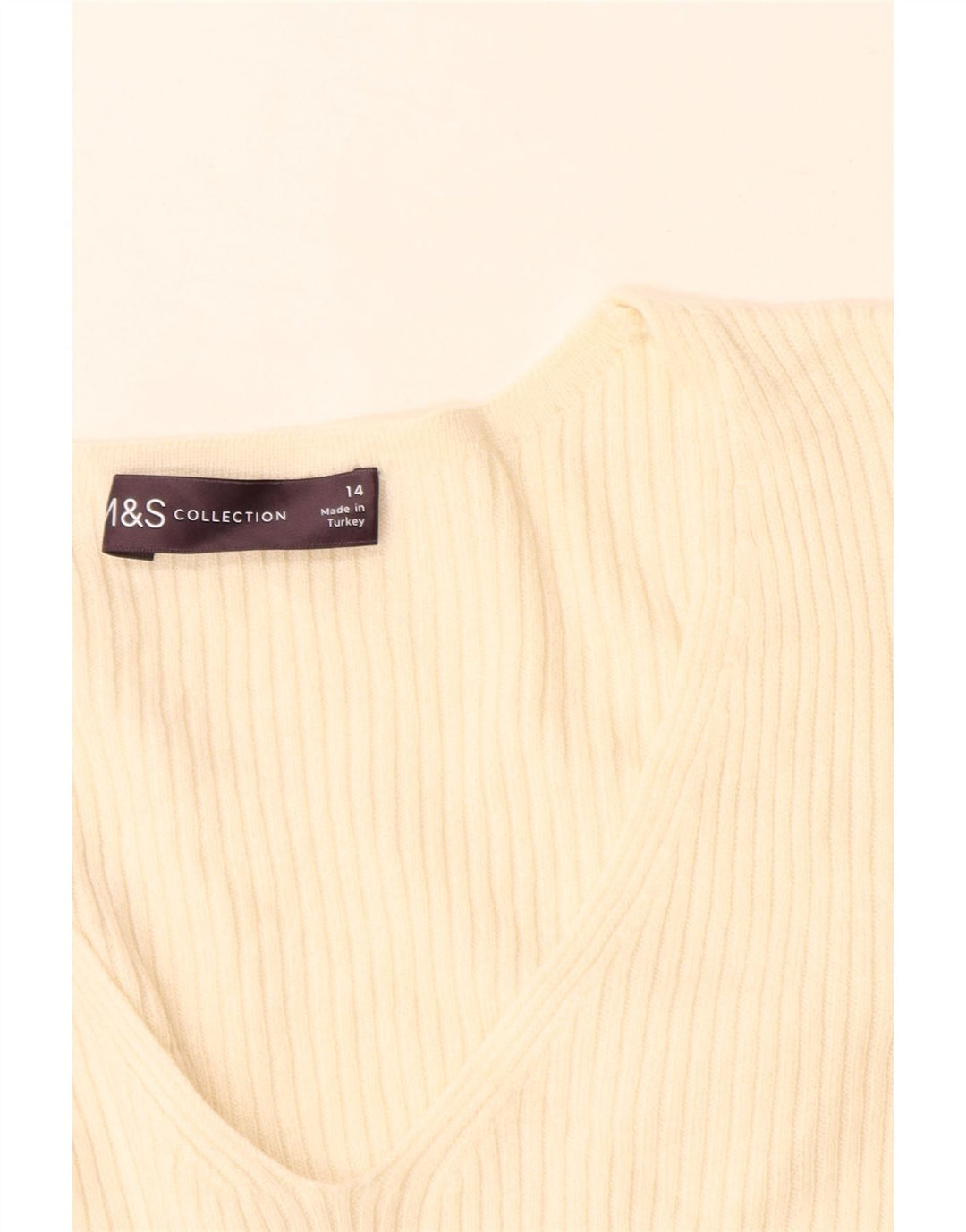 Marks & Spencer Dame V-hals sweater UK 14 Medium Off White