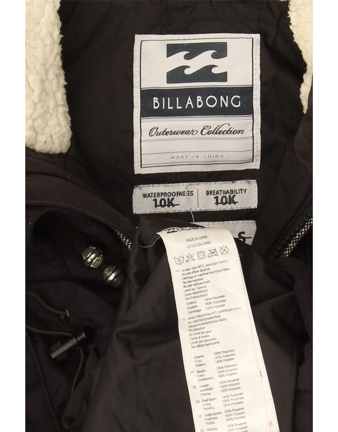 Billabong Damen-Windbreakerjacke mit Kapuze, UK 10, Größe S, Schwarz, Polyamid