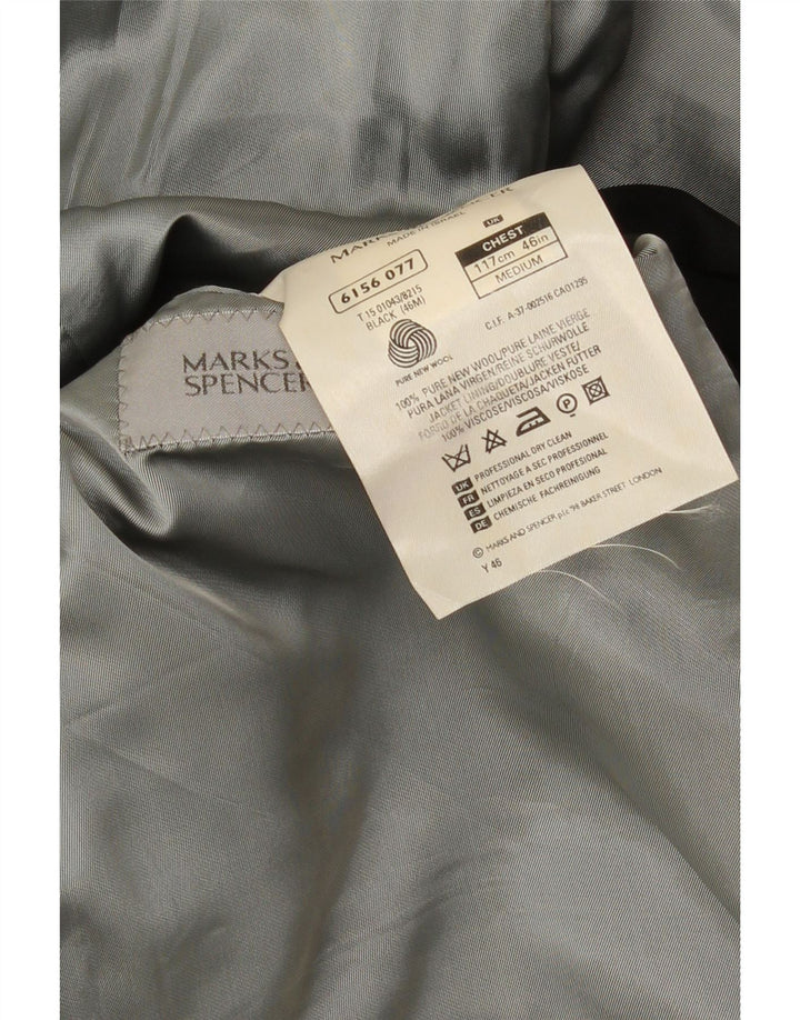 Marks & Spencer Mens 2 Button Blazer Jacket UK 42 XL Black New Wool