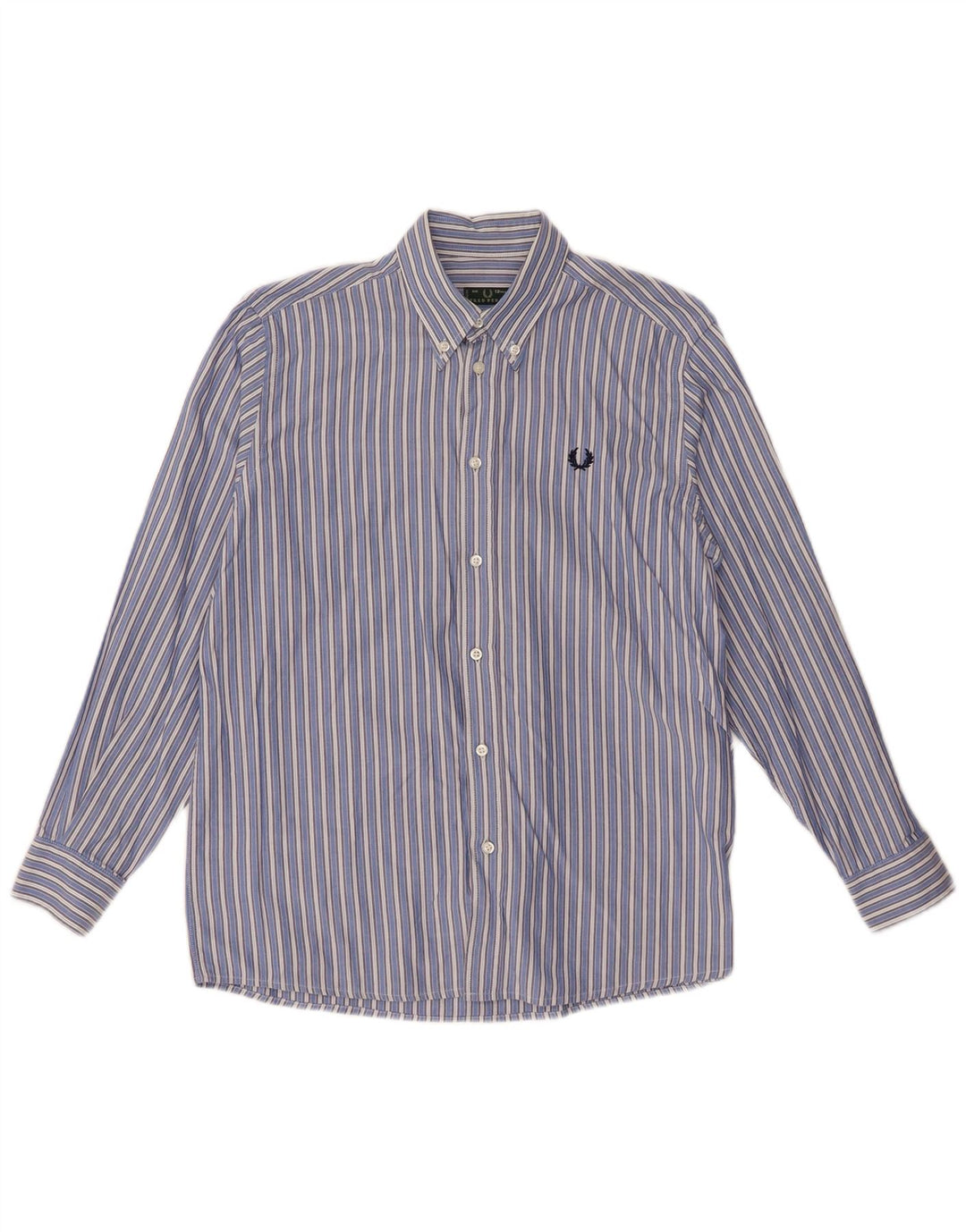 Fred Perry Boys Shirt 11-12 Years Blue Striped Cotton
