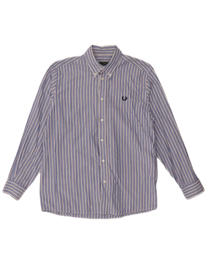 Fred Perry Boys Shirt 11-12 Years Blue Striped Cotton