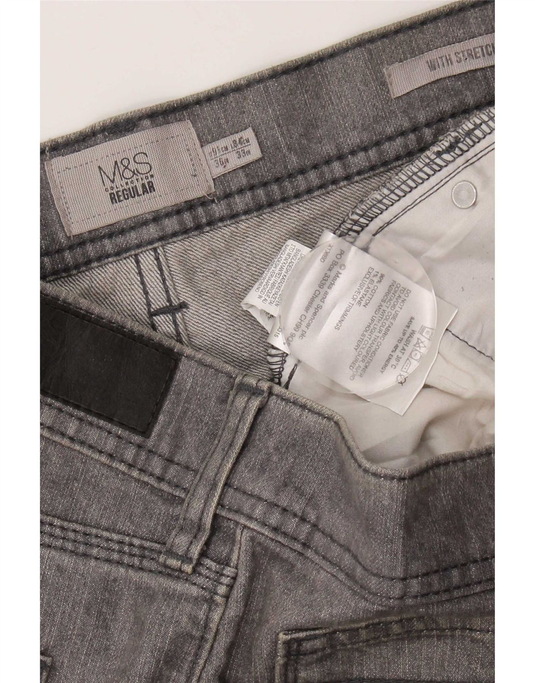 Marks & Spencer Womens Regular Straight Jeans W36 L33 Grey Cotton