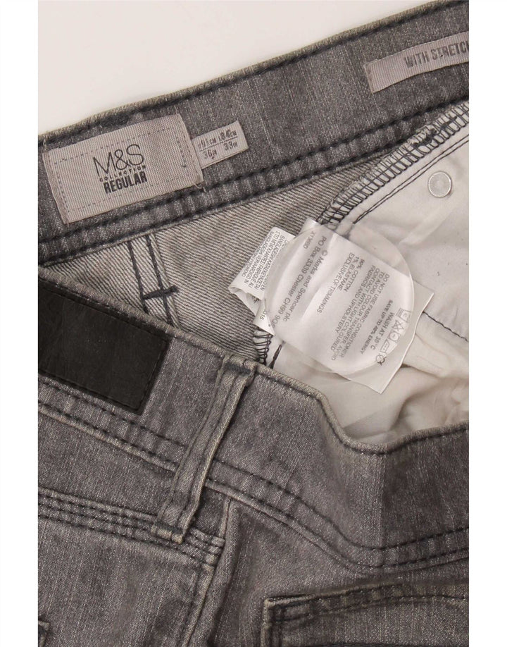 Marks & Spencer Womens Regular Straight Jeans W36 L33 Grey Cotton