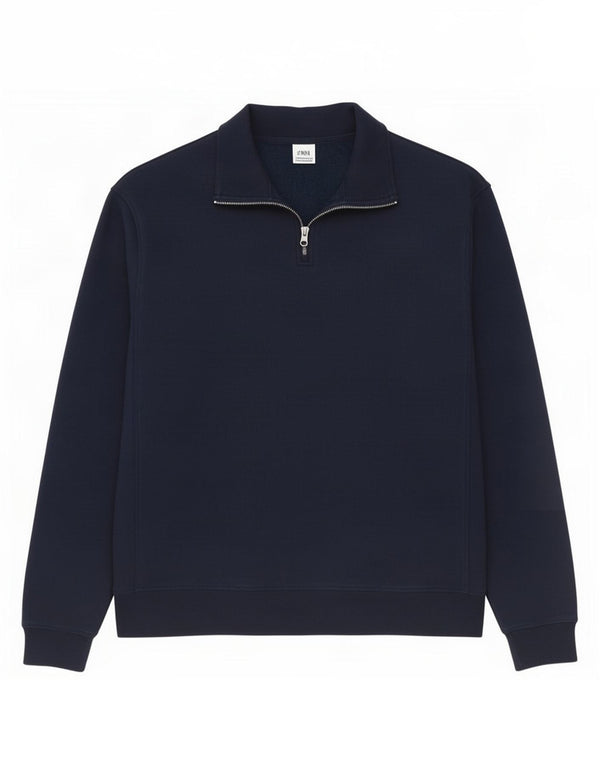 Zara Sweatshirt med lynlås til mænd, medium marineblå polyester