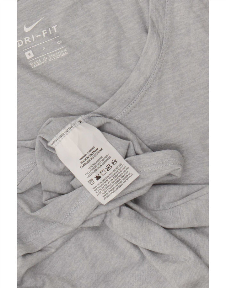 Nike Womens Dri Fit T-Shirt Top UK 10 Small Grey Flecked Polyester